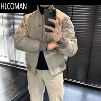 HLCOMAN轻奢简约高品质飞行员拼接棉服夹克男士时尚潮流宽松棉衣外套