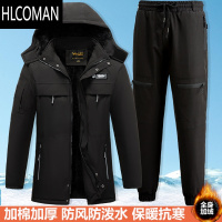 HLCOMAN冬季加绒工作服棉衣男潮加厚防水冲锋棉服套装工装棉袄劳p棉大衣