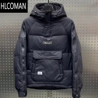 HLCOMAN冬季新款拉链工装羽绒棉服潮流男士连帽短款外套情侣同款套头棉衣