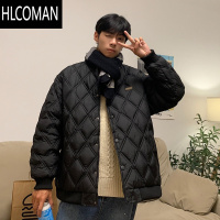 HLCOMAN菱形格棉衣男2024冬季新款情侣棒球棉服oversize外套加厚韩系棉袄