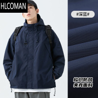 HLCOMAN冲锋上衣外套男秋季男装户外登山服防风风衣连帽工装夹克潮