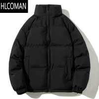 HLCOMAN冬季加厚棉服男情侣潮牌ins立领面包服纯色美式宽松棉衣男女外套