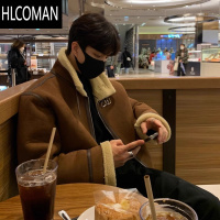 HLCOMAN绒棉衣男潮牌工装高街ins羔毛棉服立领潮流宽松外套