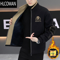 HLCOMAN加绒加厚夹克男宽松立领派克服潮牌工装棉衣青少年p暖上衣