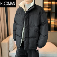 HLCOMAN羔绒棉衣外套男加绒加厚潮流情侣立领面包服防寒p暖棉服