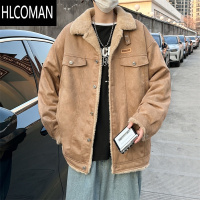 HLCOMAN绒棉服男款冬季美式复古加厚p暖外套潮牌翻领羔绒工装棉衣