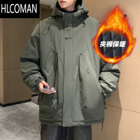 HLCOMAN防水冲锋棉衣男夹棉厚款宽松户外登山防寒p暖工装棉服外套