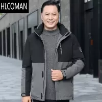 HLCOMAN爸爸冬装外套中年男士棉衣加厚爷爷冬季中老年p暖羽绒棉袄服男装