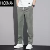 HLCOMAN灰色休闲裤子男款宽松直筒2024新款长裤男士款加绒男裤