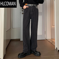 HLCOMANHualun男裤款黑色牛仔裤男新款ins潮牌高街宽松百搭直筒裤子