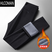HLCOMAN中年男士休闲裤子2024新款爸爸冬季加绒免烫长裤中老年人p暖男裤