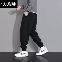 HLCOMAN大码男裤胖子休闲裤加肥运动裤肥佬宽松束脚裤加绒加厚p暖裤