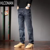 HLCOMAN高个子牛仔裤男加长版大码弹力宽松直筒加绒加肥加大男裤潮
