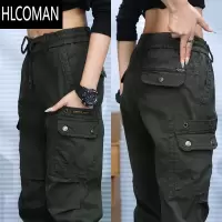 HLCOMAN加绒弹力休闲裤男士百搭宽松帅气束脚男裤潮牌美式复古工装裤