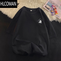 HLCOMAN美式趣味猫咪短袖T恤男女2025夏季新款设计感痞帅圆领半截袖