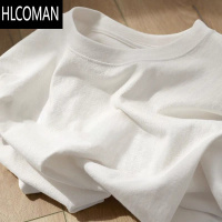 HLCOMAN奶黄色短袖t恤男潮牌夏季小众设计感潮流ins宽松简约休闲上衣