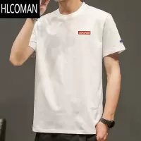HLCOMAN2025刺绣短袖圆领男士T恤潮流时尚新款潮牌上衣服内搭打底衫