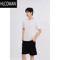HLCOMAN白色短袖T恤男装25夏季新款简约打底衫圆领纯色内搭短袖半袖