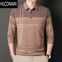 HLCOMAN时尚精品爸爸长袖t恤中年父亲短袖t恤男上衣男有口袋打底polo