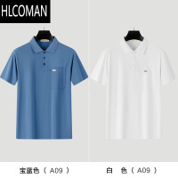 HLCOMAN中年男装爸爸短袖t恤夏季大码半袖商务翻领真口袋体恤多色衫