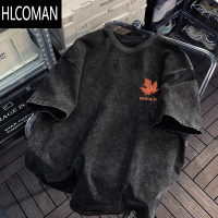 HLCOMAN短袖t恤男ins美式痞帅潮流水洗半袖体恤夏季新款做旧上衣