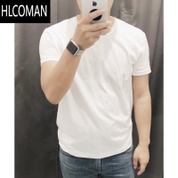 HLCOMAN白色短袖T恤打底衫245克男女装大码夏季宽松圆领修身百搭休闲