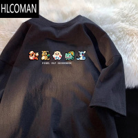 HLCOMAN日系动漫印花t恤短袖男2025夏季大码260g学生宝可梦上衣