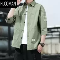 HLCOMAN2024夏季七分短袖男士衬衫休闲多口袋薄款耐脏磨六分工装外套