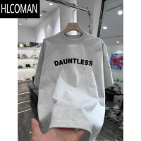 HLCOMAN美系街头小众字母印花短袖T恤男夏季潮牌小领口情侣宽松半袖上衣