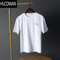 HLCOMAN清凉冰氧吧+阔版落肩设计+情侣款!夏季男士短袖T恤 宽松上衣小衫