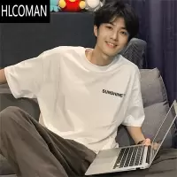 HLCOMAN美式复古短袖T恤男款oversize夏季ins潮牌潮流半袖体恤上衣服