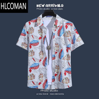HLCOMAN夏威夷花衬衫男女短袖宽松情侣沙滩衬衣古着港风复古潮流痞帅外套