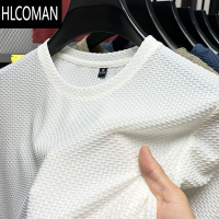 HLCOMAN男人干活穿的衣服建筑工地工人夏季冰丝短袖t恤透气宽松运动汗衫