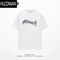 HLCOMANins印花短袖t恤女男夏季新款美式复古欧美高街潮牌百搭上衣bf