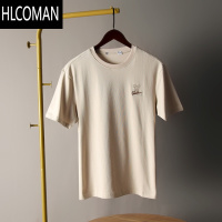 HLCOMAN100新疆棉+小熊刺绣!情侣装!夏季男士短袖T恤 圆领男女小衫