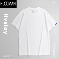 HLCOMANHVELAY日系220G白色基础短袖T恤男夏季简约内搭圆领上衣