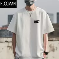 HLCOMAN1977短袖T恤男士ins潮牌上衣服港风夏季宽松上衣半袖体恤