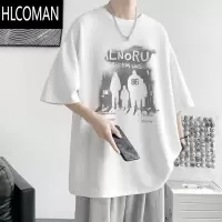 HLCOMAN300G短袖T恤男夏季嘻哈潮牌半袖宽松美式体恤高街打底衫