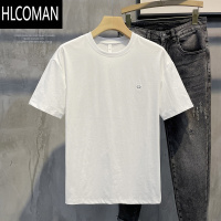 HLCOMAN 夏新款糖果色圆领棉质上衣韩版简约男休闲小笑脸刺绣短袖T衫