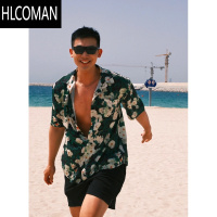 HLCOMAN夏威夷花衬衫复古冲浪港风男女沙滩海边度假情侣短袖