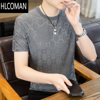HLCOMAN欧洲站冰丝短袖t恤男夏季高端高级感圆领体恤成熟男人半袖上衣潮T