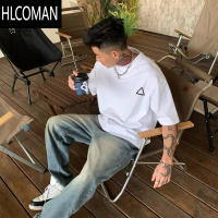 HLCOMAN美式高街西海岸oversize短袖t恤男港风潮流小领口上衣夏