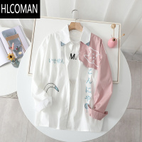 HLCOMAN日系潮牌印花衬衫男长袖款青少年小众设计感情侣潮流学生衬衣
