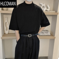 HLCOMAN夏季2025新款半高领短袖T恤男cleanfit高级感潮流痞帅小圆领上衣