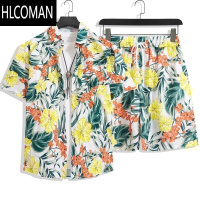 HLCOMAN泰国云南泼水节度假旅游花衬衫短袖沙滩套装夏季薄款速干男女情侣
