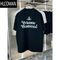 HLCOMAN潮牌夏季男新款土星英文字母印花短袖流行圆领情侣款透气百搭T恤