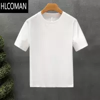 HLCOMAN简约纯色短袖t恤男生白半袖2024夏季新款男士白色打底衫