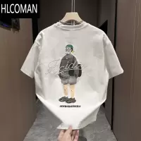HLCOMAN潮流时尚百搭男士印花短袖T恤夏季新款宽松圆领半袖小众设计半袖