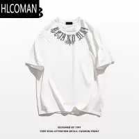 HLCOMAN西海岸美式复古短袖T恤男高街潮牌嘻哈手掌眼球圆领潮牌半袖上衣