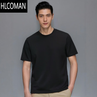 HLCOMAN液氨棉短袖T恤男夏季60支凉感丝光棉t恤圆领纯白色冰丝o马棉半袖